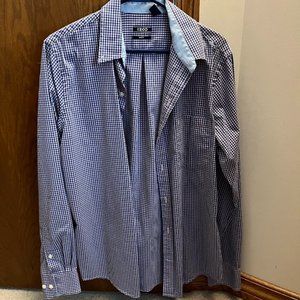 Pink blue stripe dress shirt men’s medium